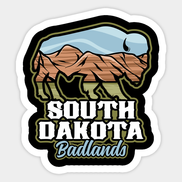 South Dakota Badlands Buffalo Roam Sticker by SouthDakotaGifts